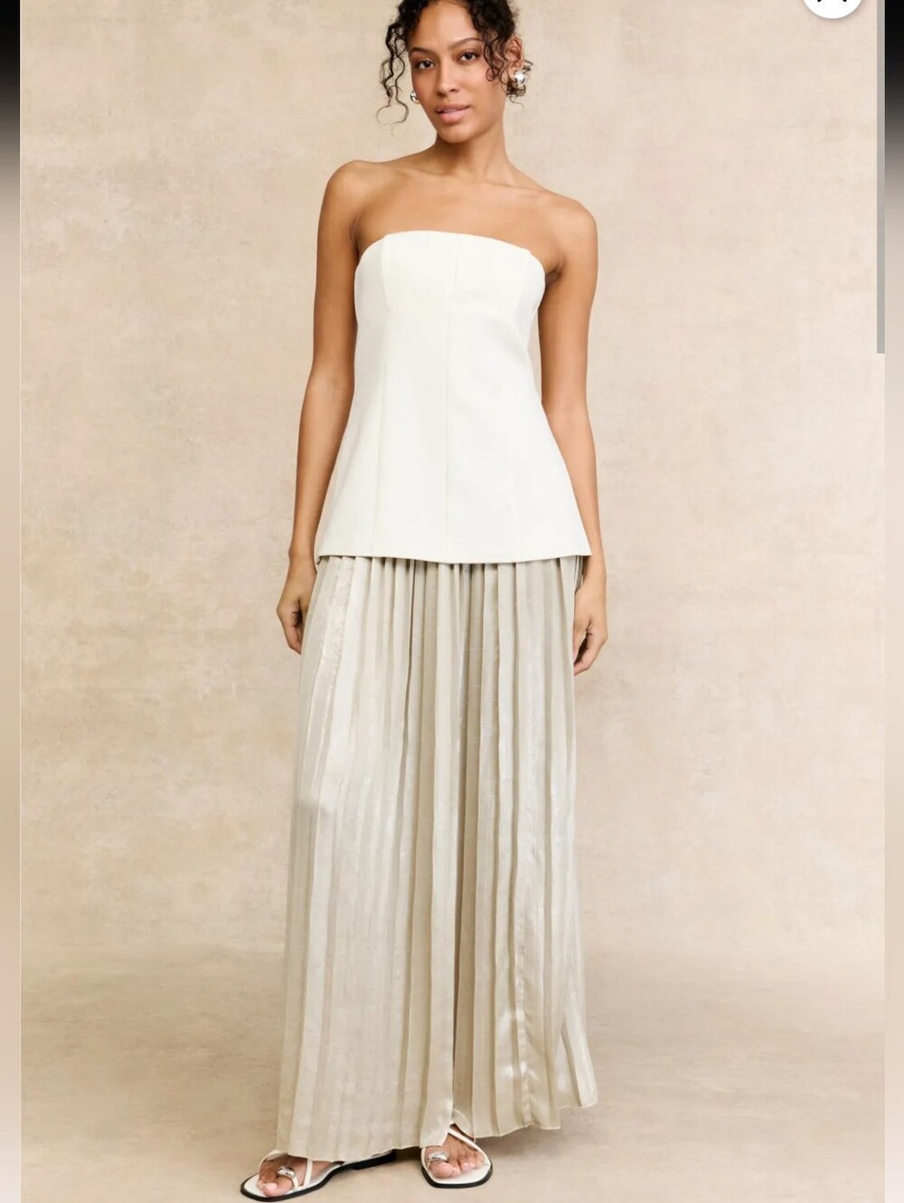 Toccin Dillon Champagne Pleated Maxi Skirt Size 6